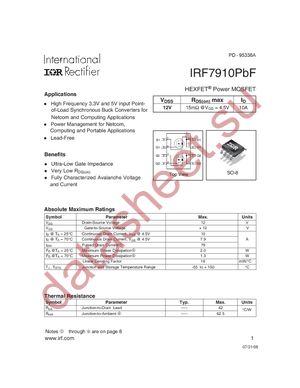 IRF7910TRPBF datasheet  